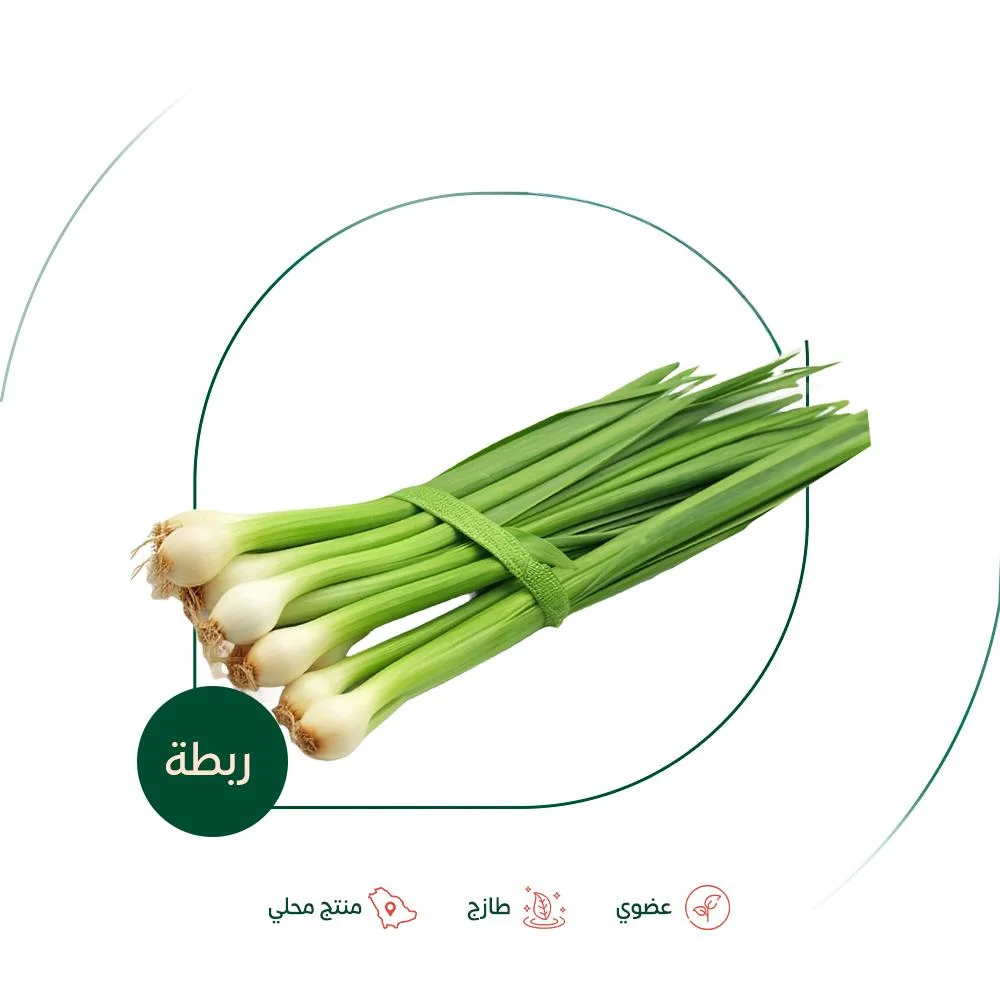 Fresh organic green onions, Salwa Organic Farm bun...